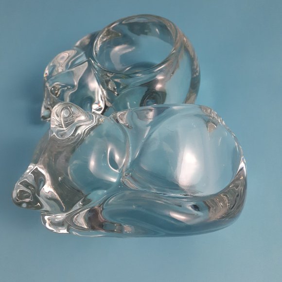 Pair of Vintage Indiana Glass Sleeping Cat/Kitten Votive Tea Light Holders - Picture 9 of 9